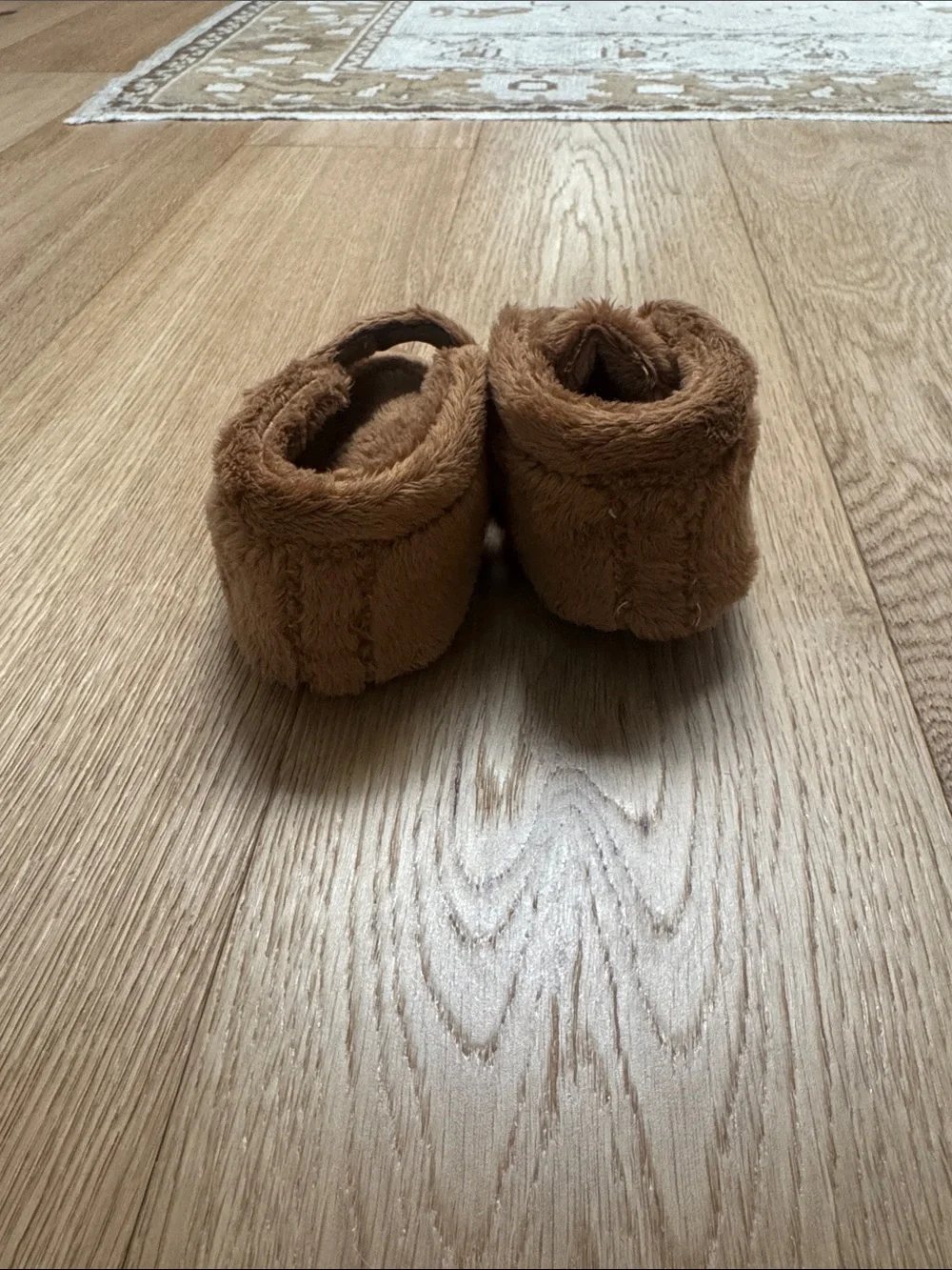 UGG Kids Plush Brown Hook-and-Loop Slippers